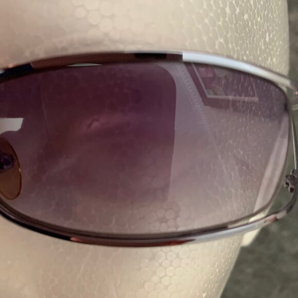 Evita Peroni Hand Made Silver Metal Rectangle Sunglasses - Picture 6 of 15